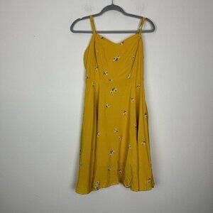 Old Navy Woman’s Yellow Floral Cami Knee Length Dress Adjustable Straps Size Med